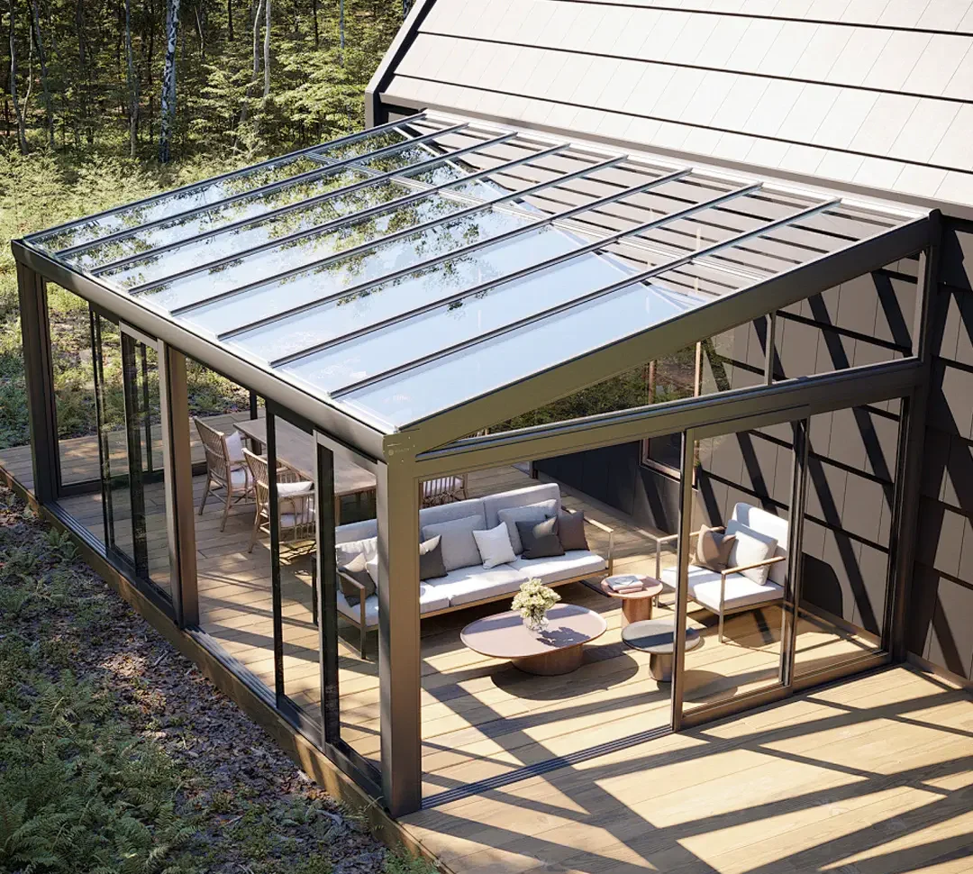 Flat slopped roof sunroom