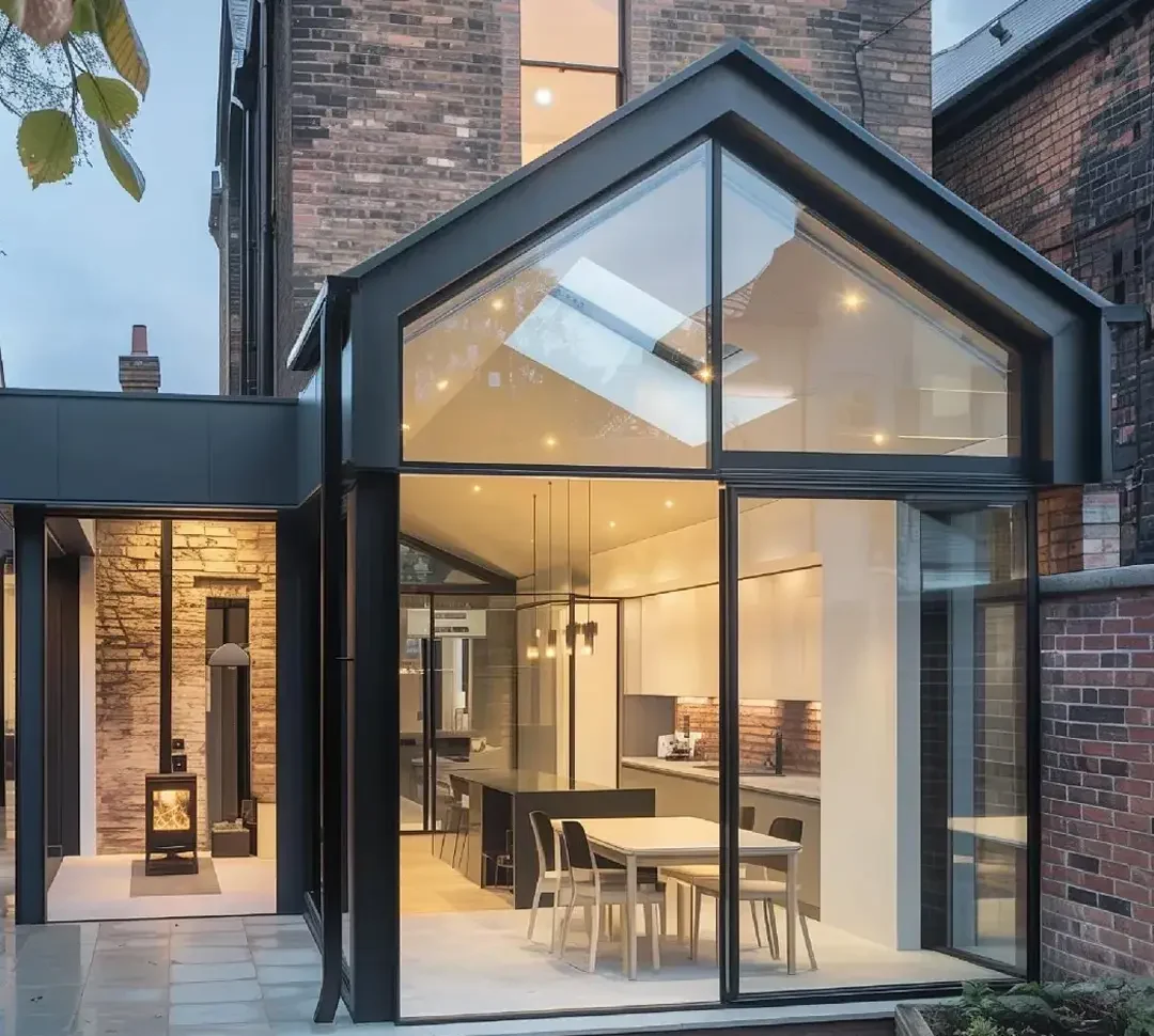 Gable roof sun glass room house